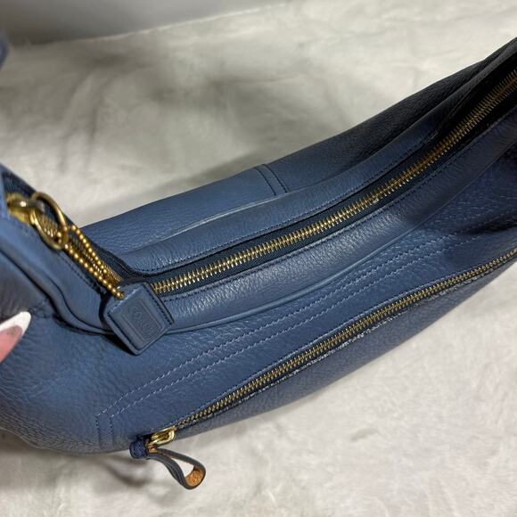 y2k Vintage Coach Hobo Bag 9621 Legacy Milled Blue Leather Ergo Shoulder Bag - Picture 6 of 11